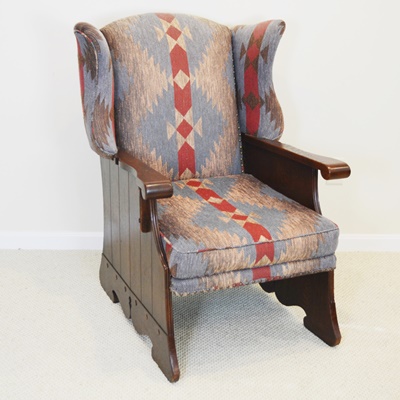 Vintage Romweber Viking Oak Wood Panel Wing Chair