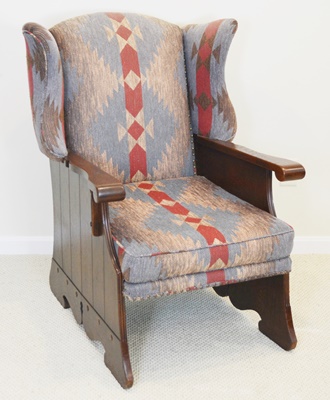Vintage Romweber Viking Oak Wood Panel Wing Chair