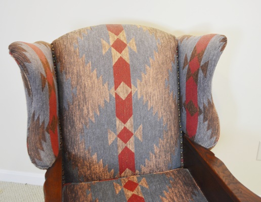 Vintage Romweber Viking Oak Wood Panel Wing Chair