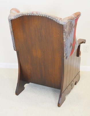 Vintage Romweber Viking Oak Wood Panel Wing Chair
