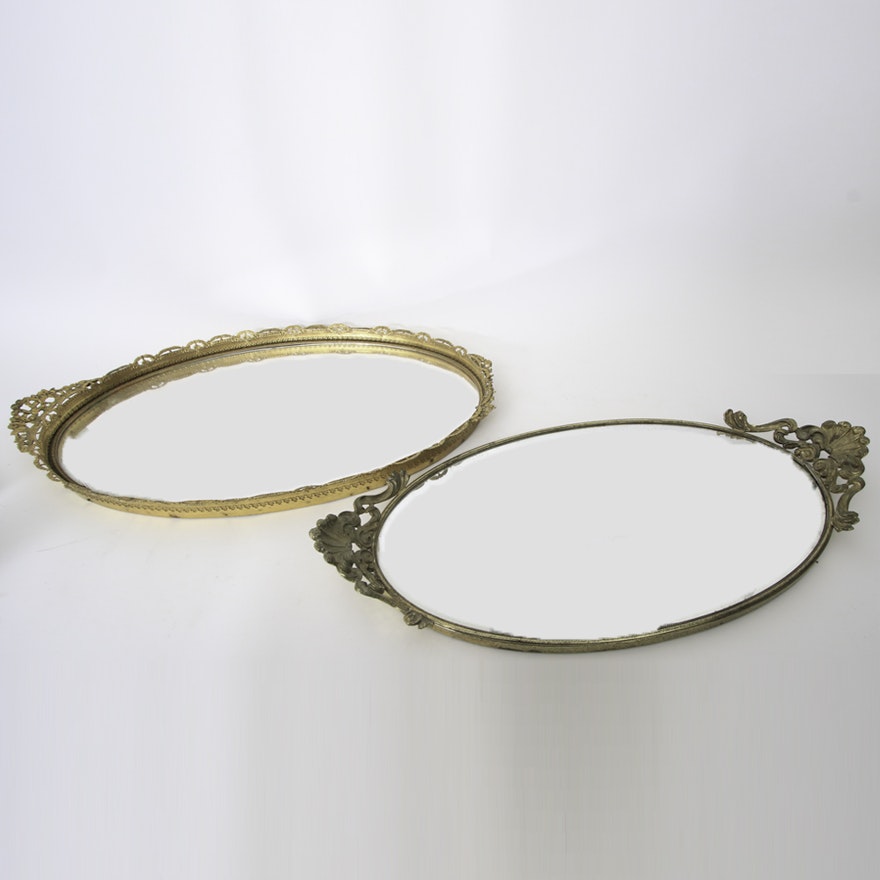 Vintage Mirrored Vanity Trays