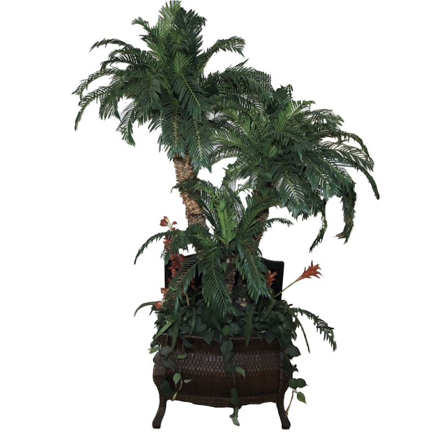 Artitificial Palm Tree in Wicker Trunk