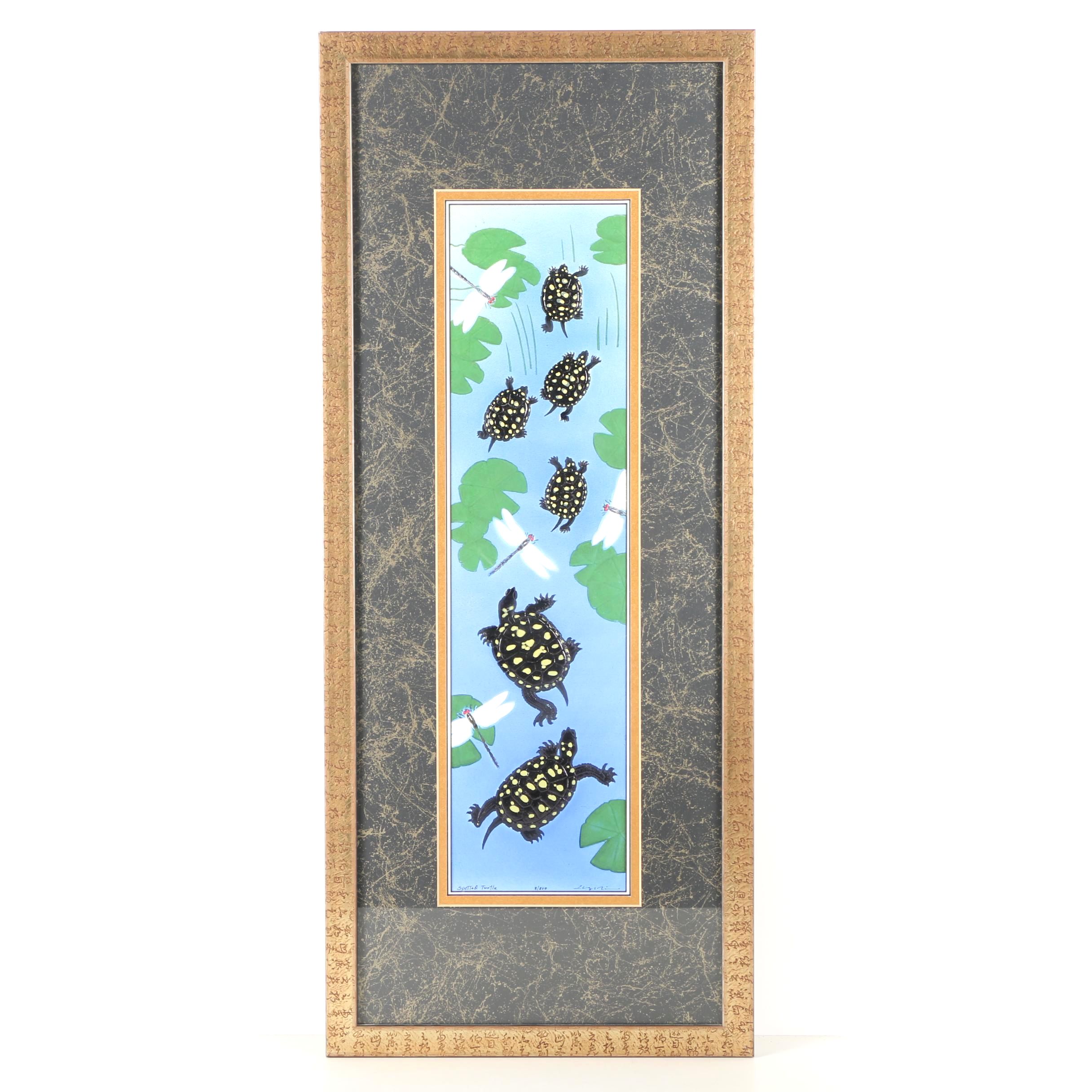 Chong Lim Limited Edition Gouche Painting on Embossed Paper "Spotted Turtle"