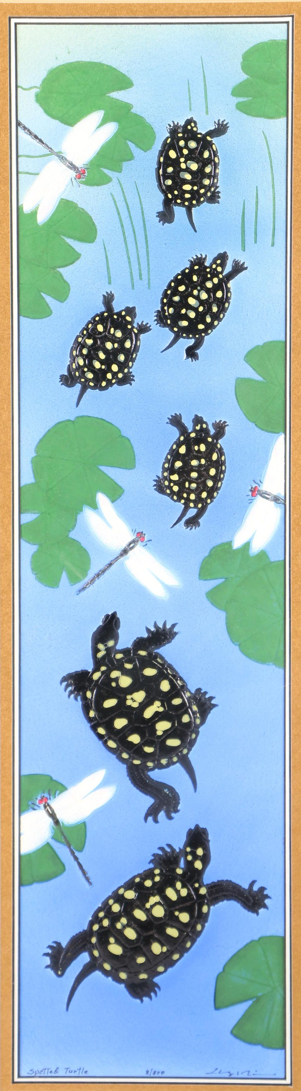 Chong Lim Limited Edition Gouche Painting on Embossed Paper "Spotted Turtle"