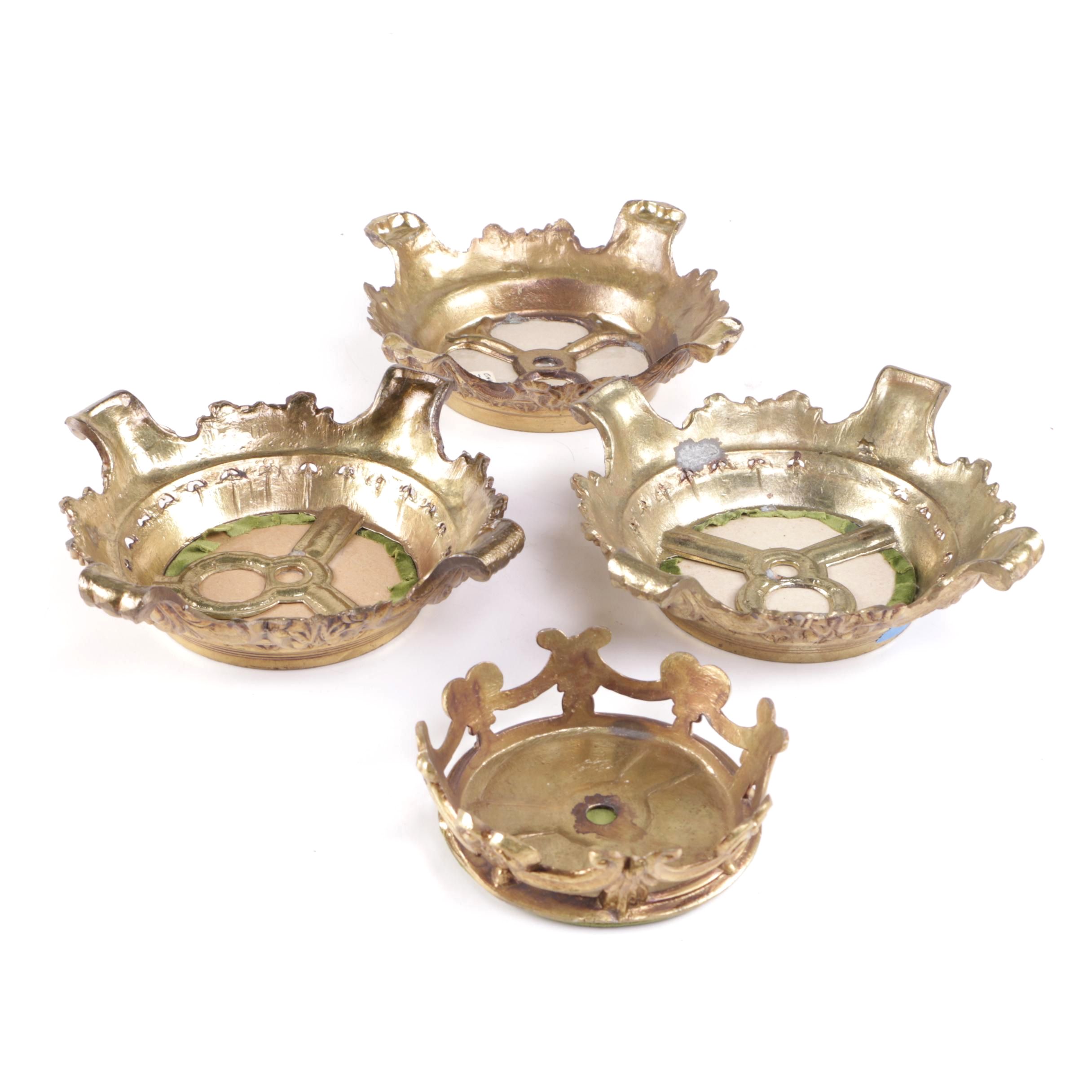 Rococo Style Brass Pedestals with Apple Green Velvet Pads