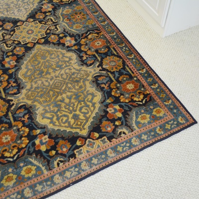 Fine Hand-Knotted Antique Lavar Kerman Wool Area Rug