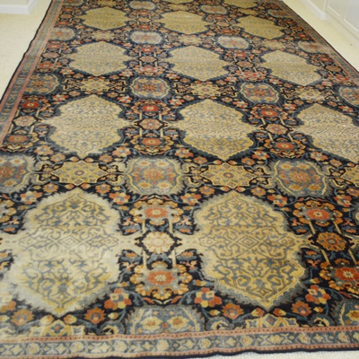 Fine Hand-Knotted Antique Lavar Kerman Wool Area Rug