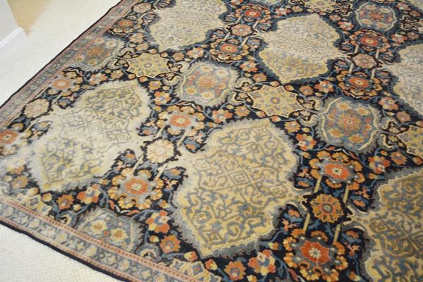 Fine Hand-Knotted Antique Lavar Kerman Wool Area Rug