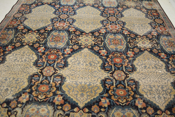 Fine Hand-Knotted Antique Lavar Kerman Wool Area Rug