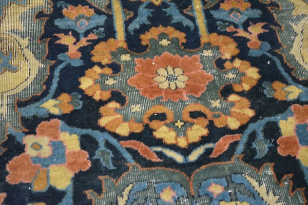 Fine Hand-Knotted Antique Lavar Kerman Wool Area Rug