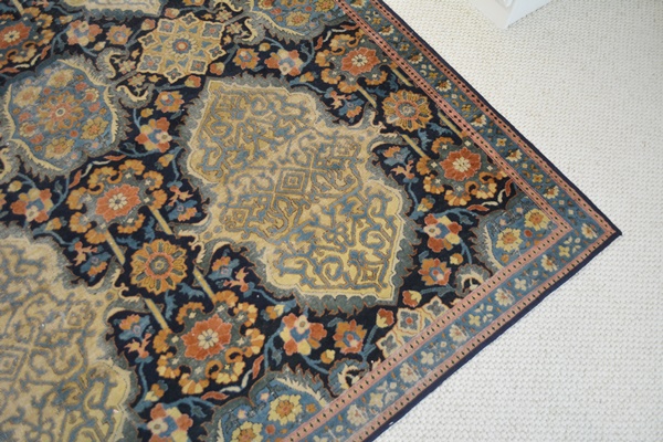 Fine Hand-Knotted Antique Lavar Kerman Wool Area Rug