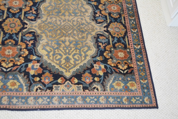 Fine Hand-Knotted Antique Lavar Kerman Wool Area Rug