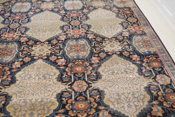 Fine Hand-Knotted Antique Lavar Kerman Wool Area Rug