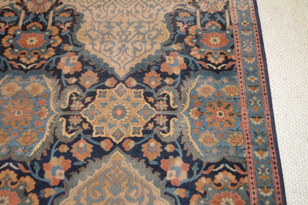 Fine Hand-Knotted Antique Lavar Kerman Wool Area Rug