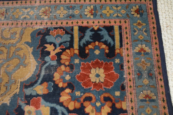 Fine Hand-Knotted Antique Lavar Kerman Wool Area Rug