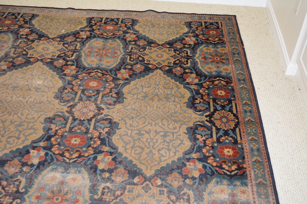 Fine Hand-Knotted Antique Lavar Kerman Wool Area Rug