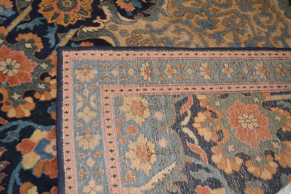 Fine Hand-Knotted Antique Lavar Kerman Wool Area Rug