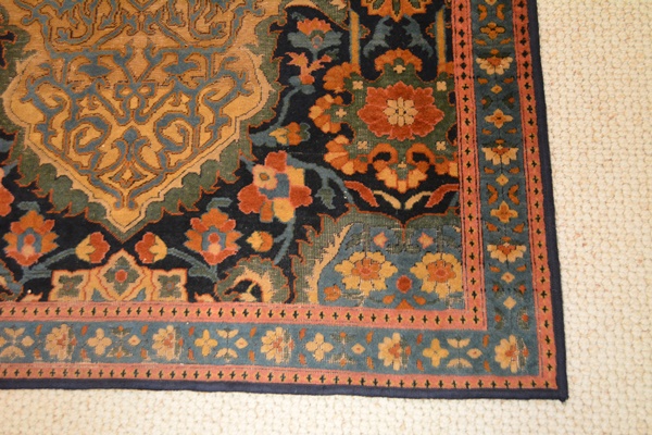 Fine Hand-Knotted Antique Lavar Kerman Wool Area Rug