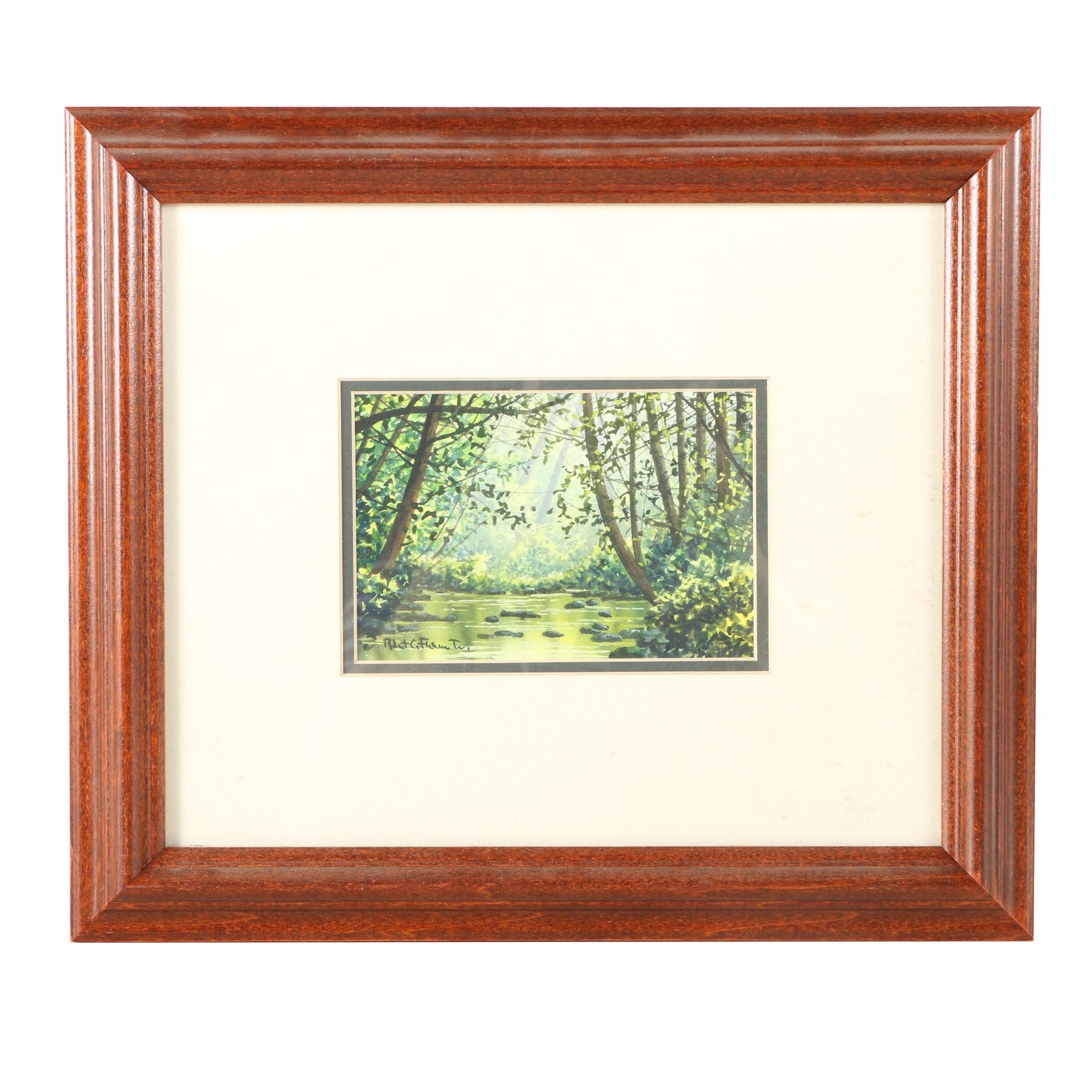 Signed Original Watercolor Painting of Swampland