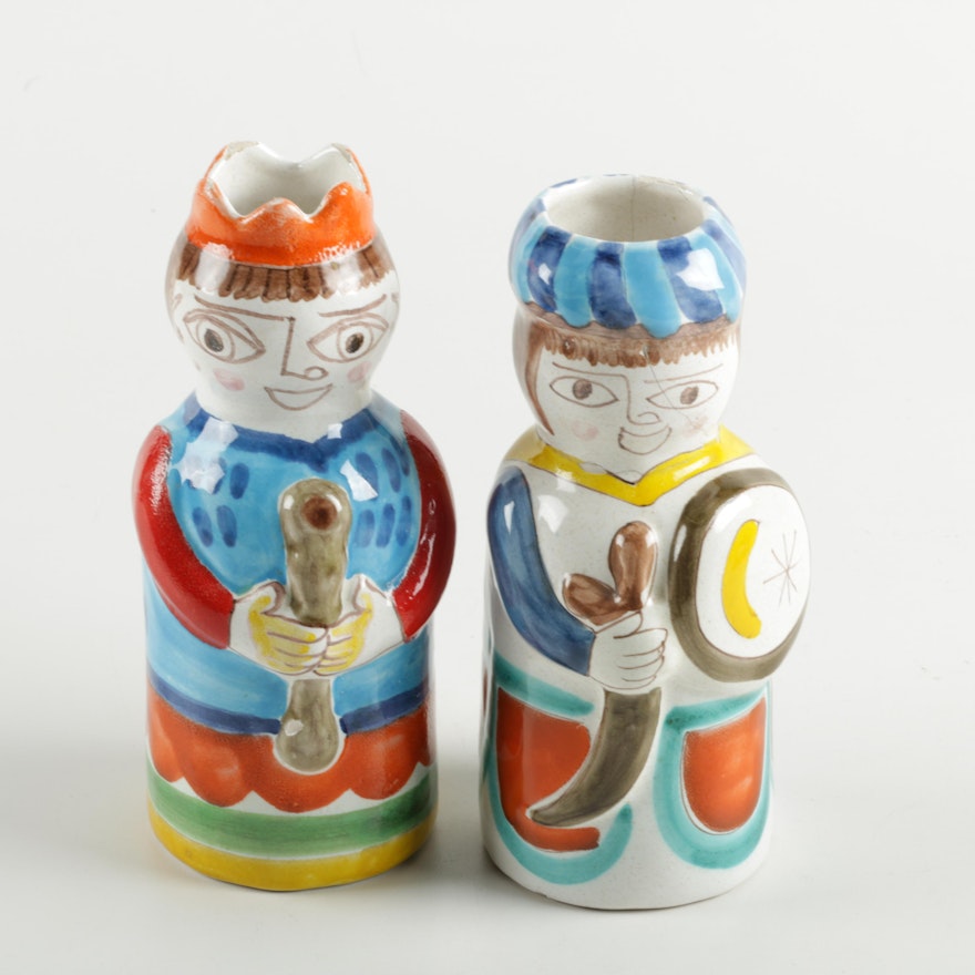 Pair of Italian DeSimone Figural Pottery Vases