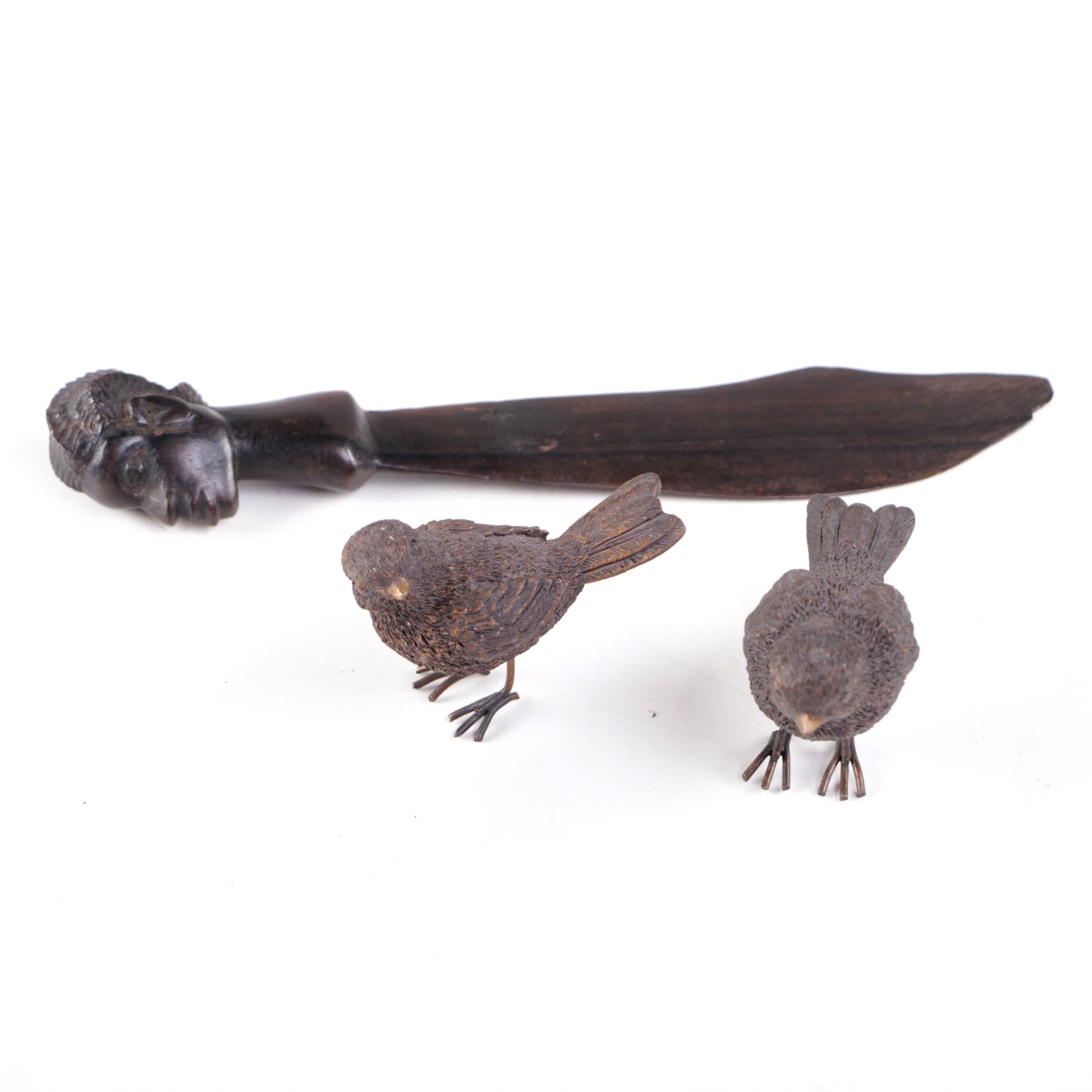 Bird Figurines and Ceremonial Wooden Knife