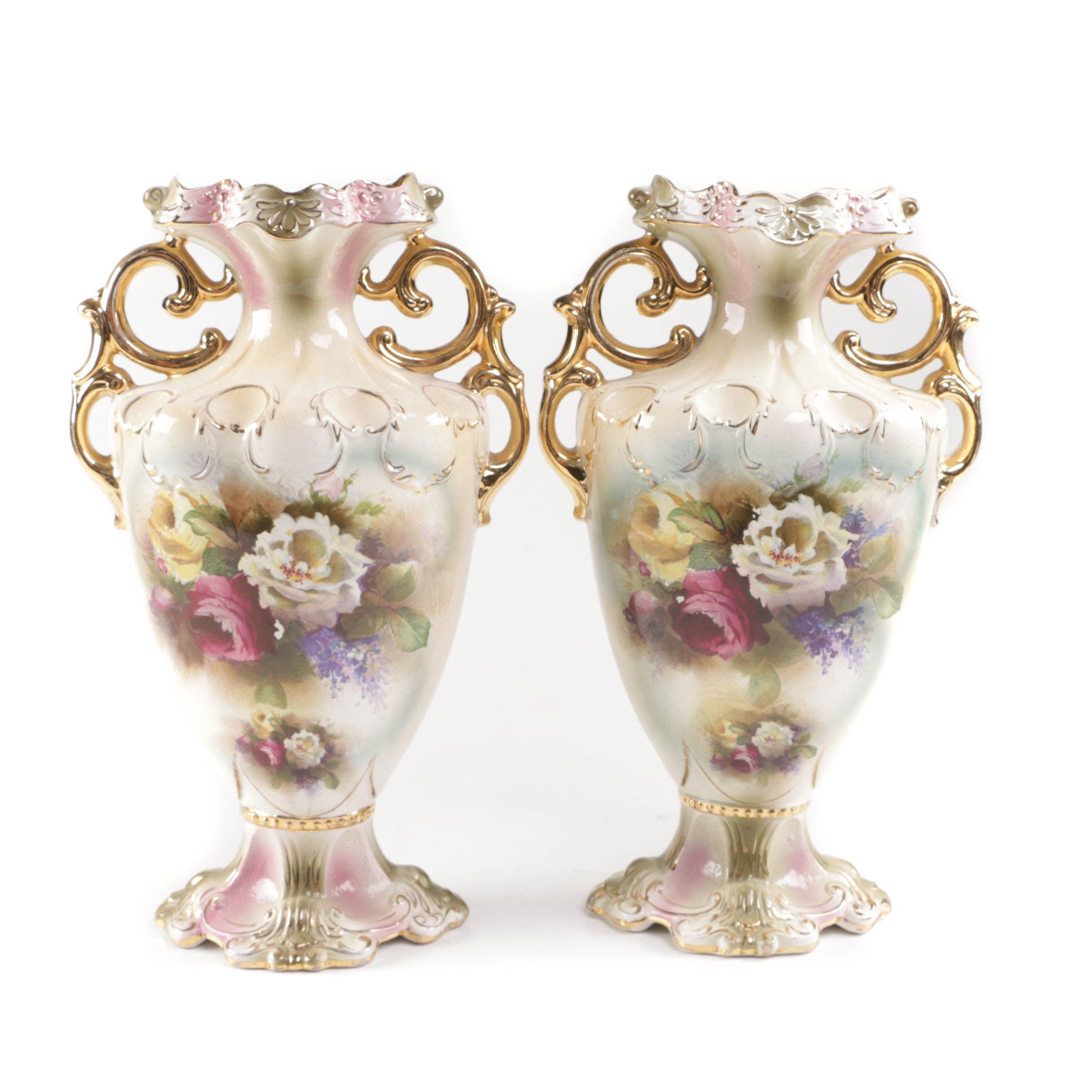 Hand Painted English Vases