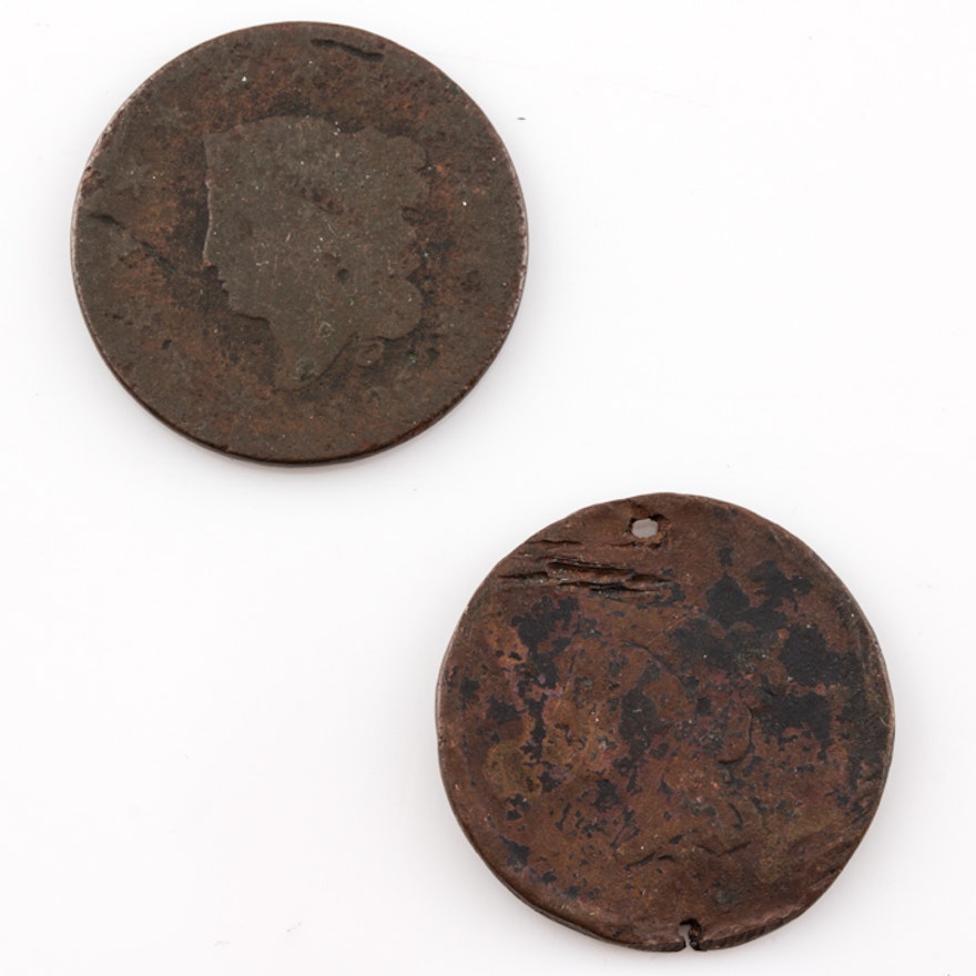 Two Antique U.S. Large Cents