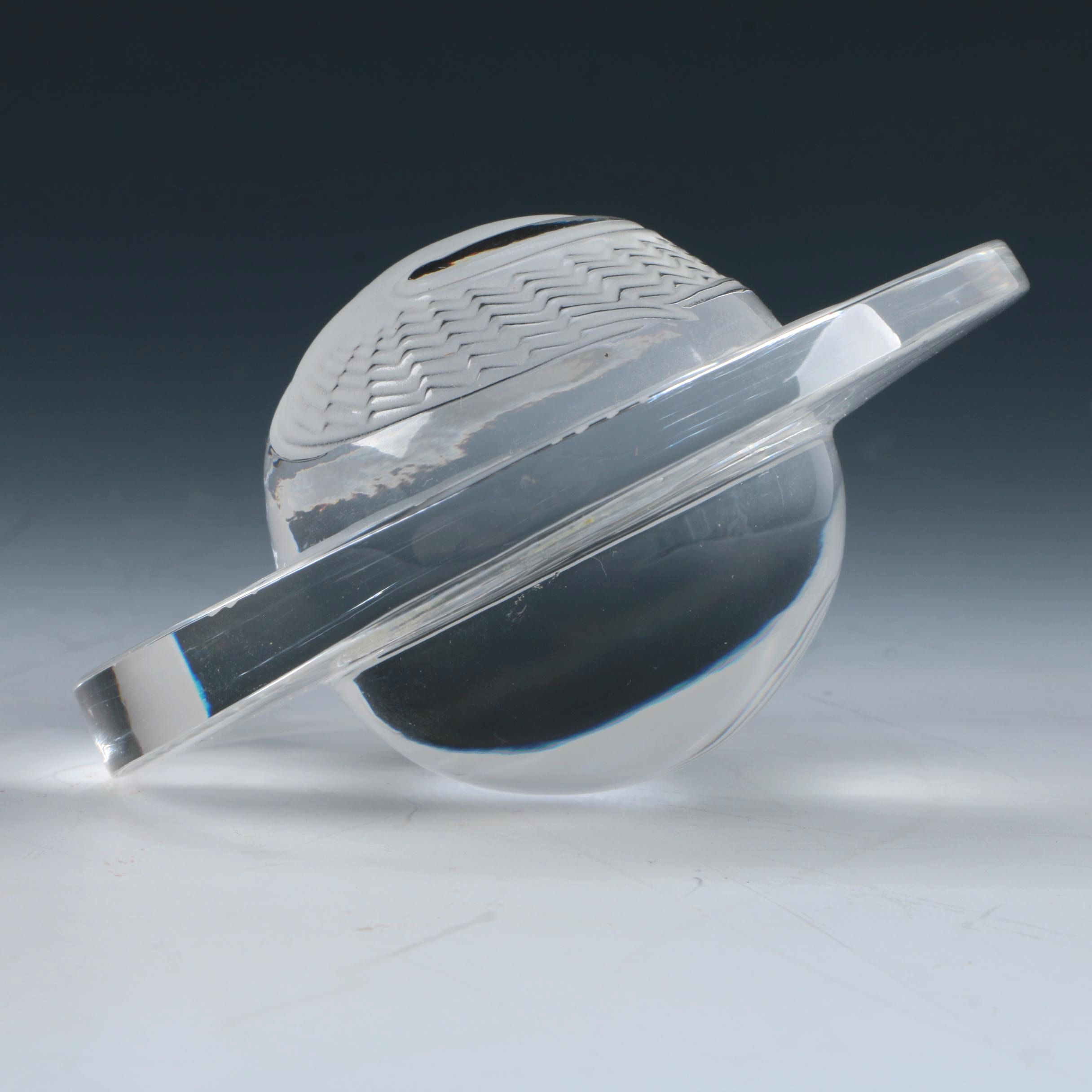 Lalique Crystal Zodiac Dragon Saturn Paperweight