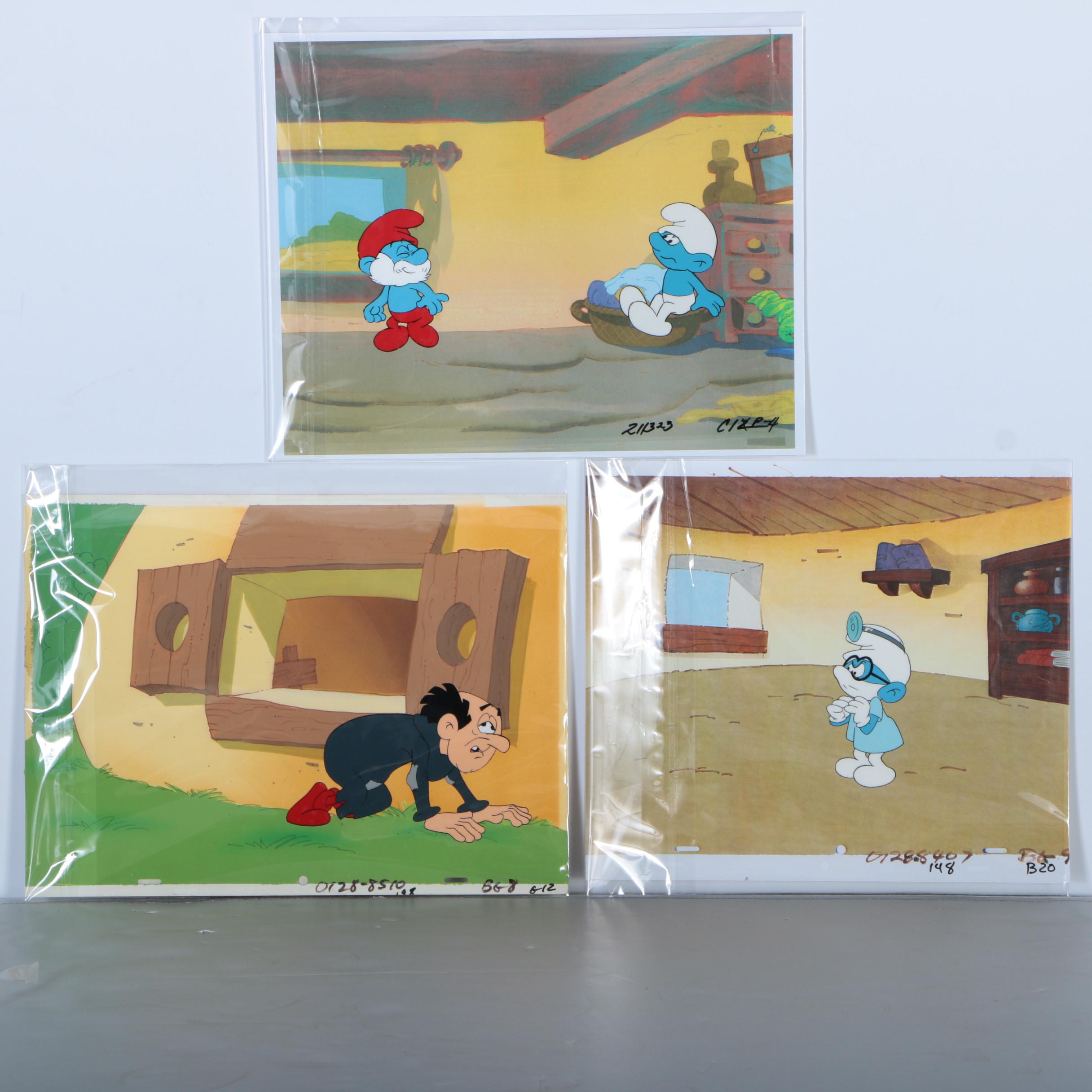 Smurfs Original Production Cels Including An Original Master Background