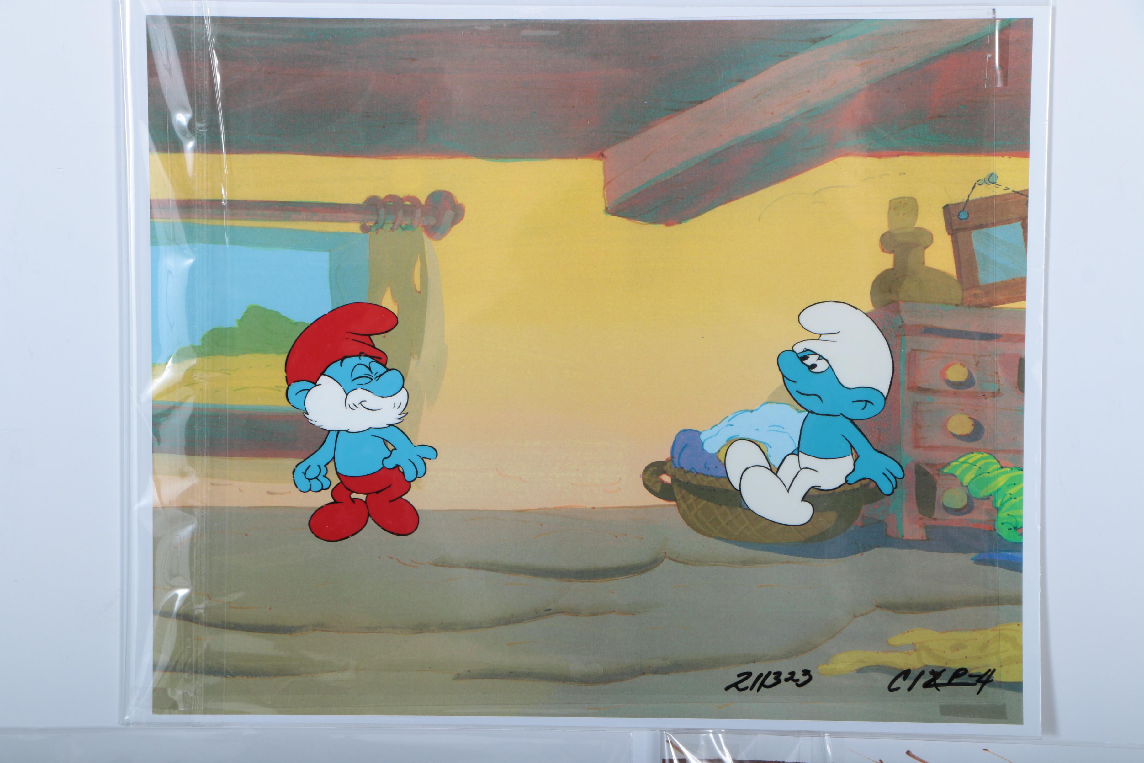 Smurfs Original Production Cels Including An Original Master Background