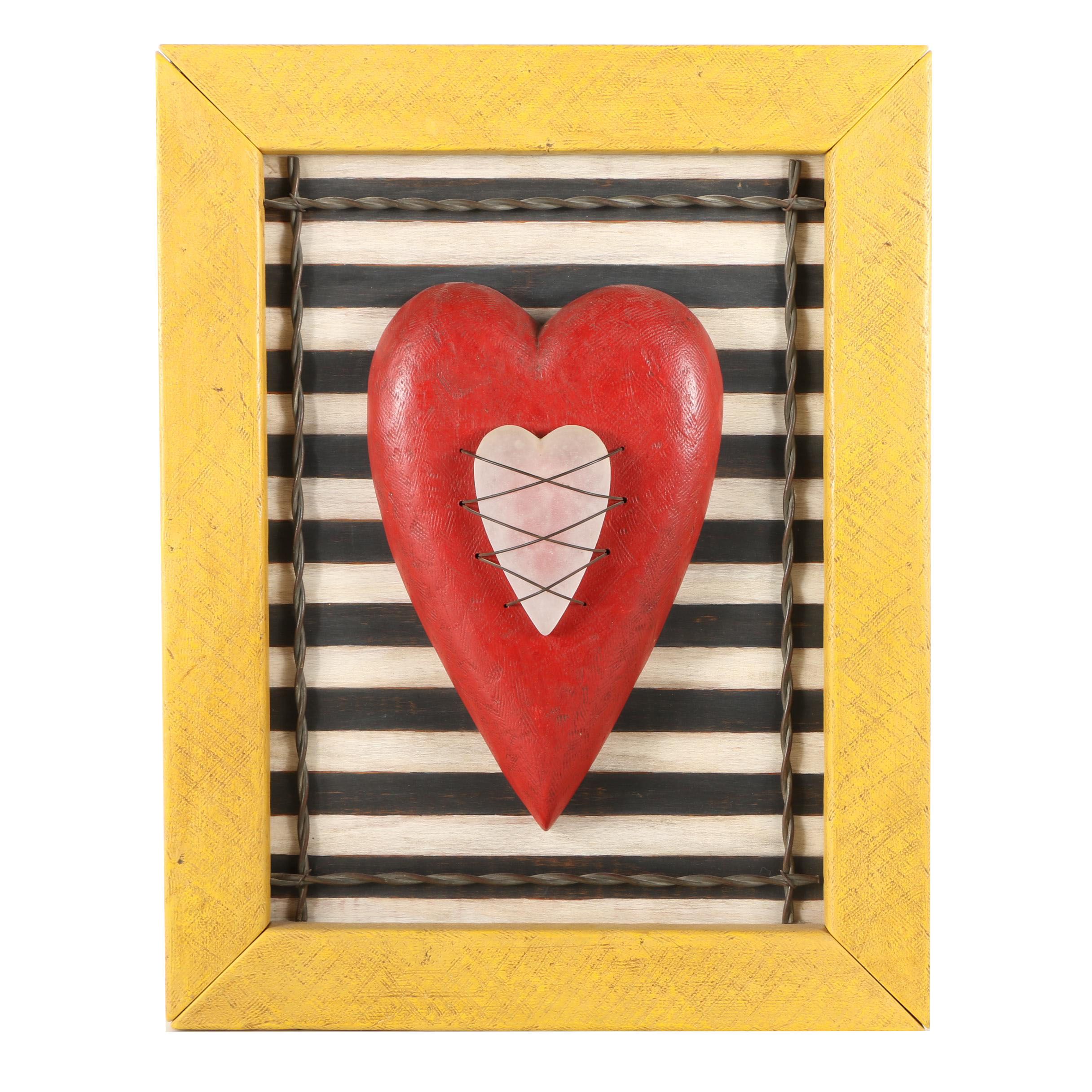 Framed Wooden and Metal Mixed Media Art