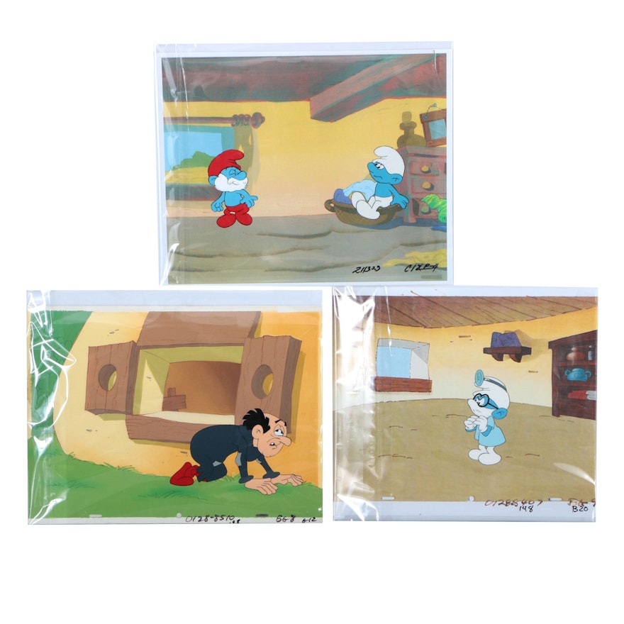 Smurfs Original Production Cels Including An Original Master Background