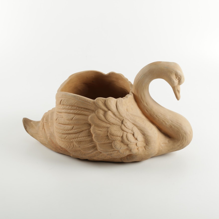 Ceramic Swan Candleholder Italy