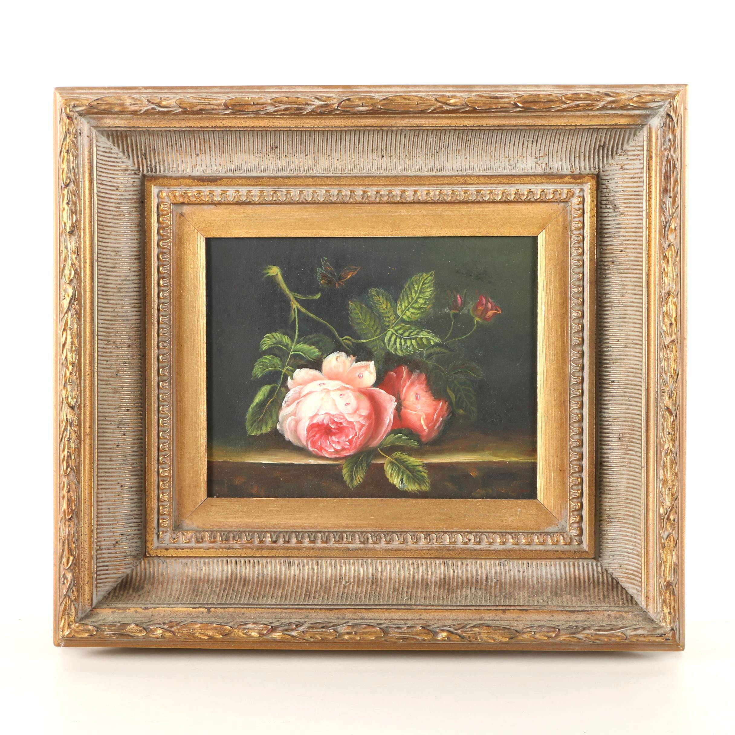 Oil Painting on Canvas of Pink Roses