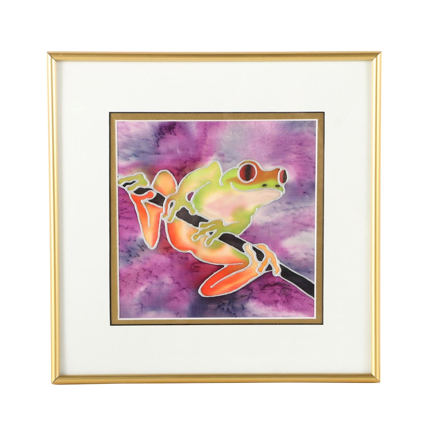 Diane L. Lawrence Signed Watercolor and Acrylic Painting on Silk