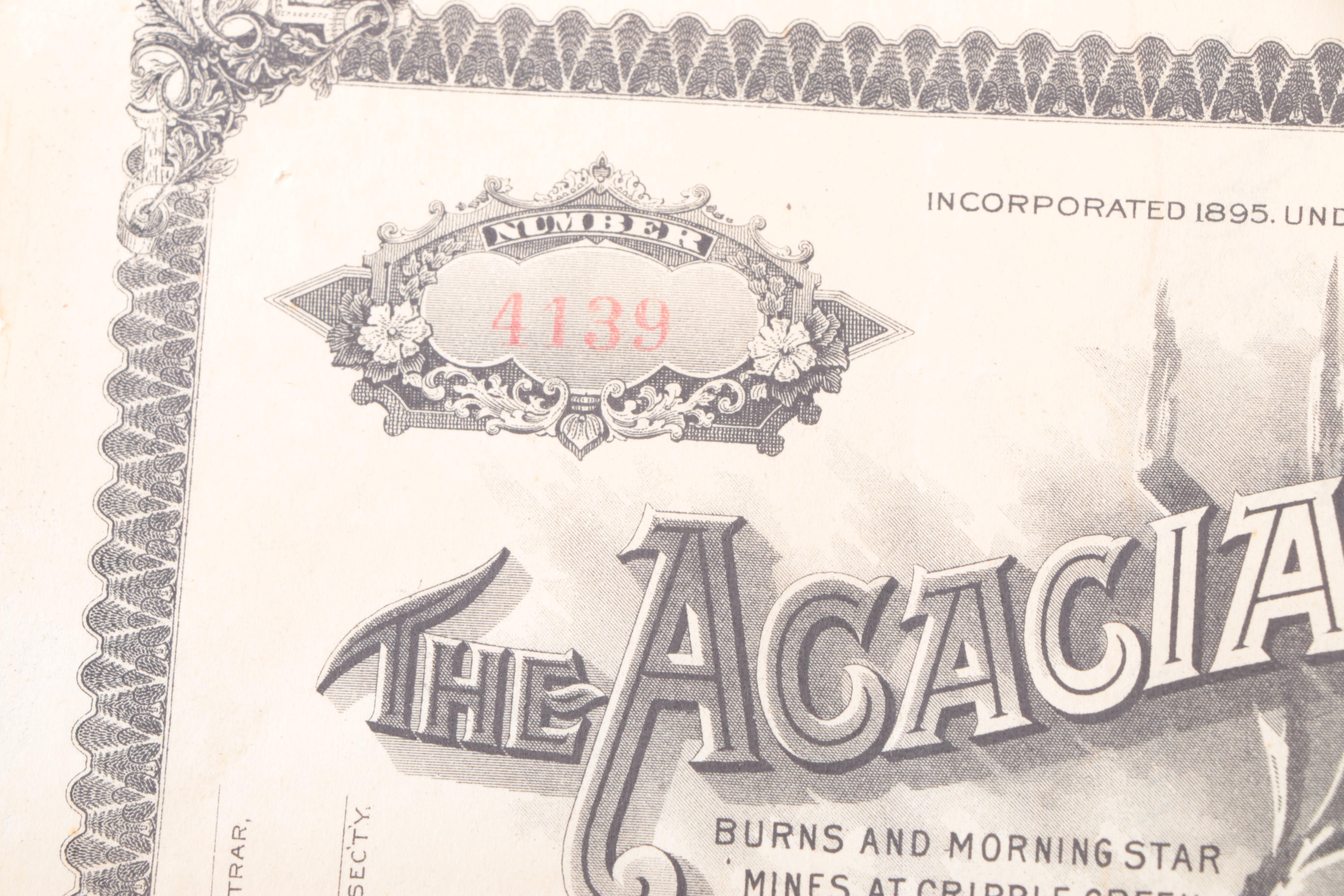 Antique Railroad and Gold Mining Share Certificates and Resin Coin Bank