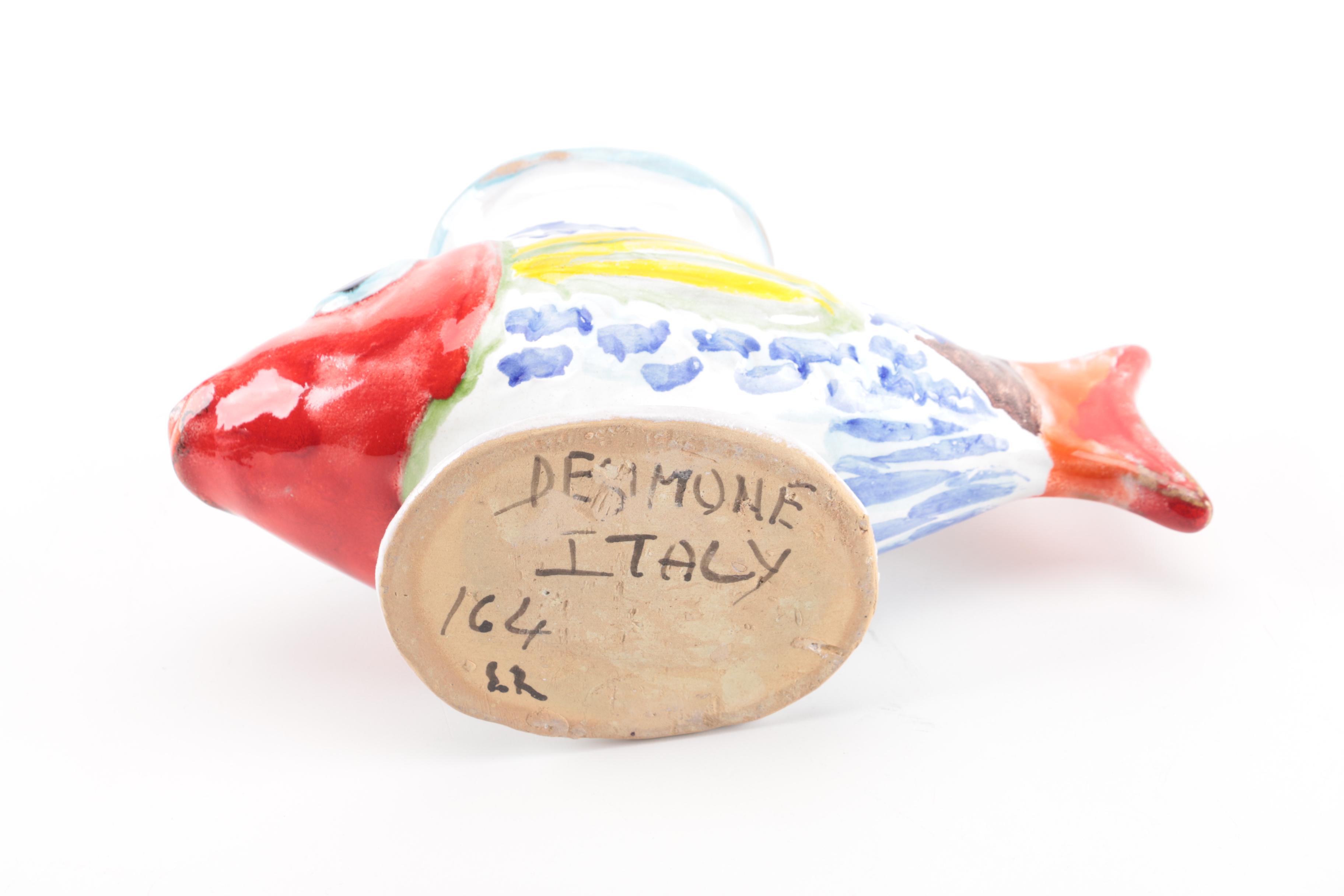 DeSimone Pottery Fish Vase and Candle Holders