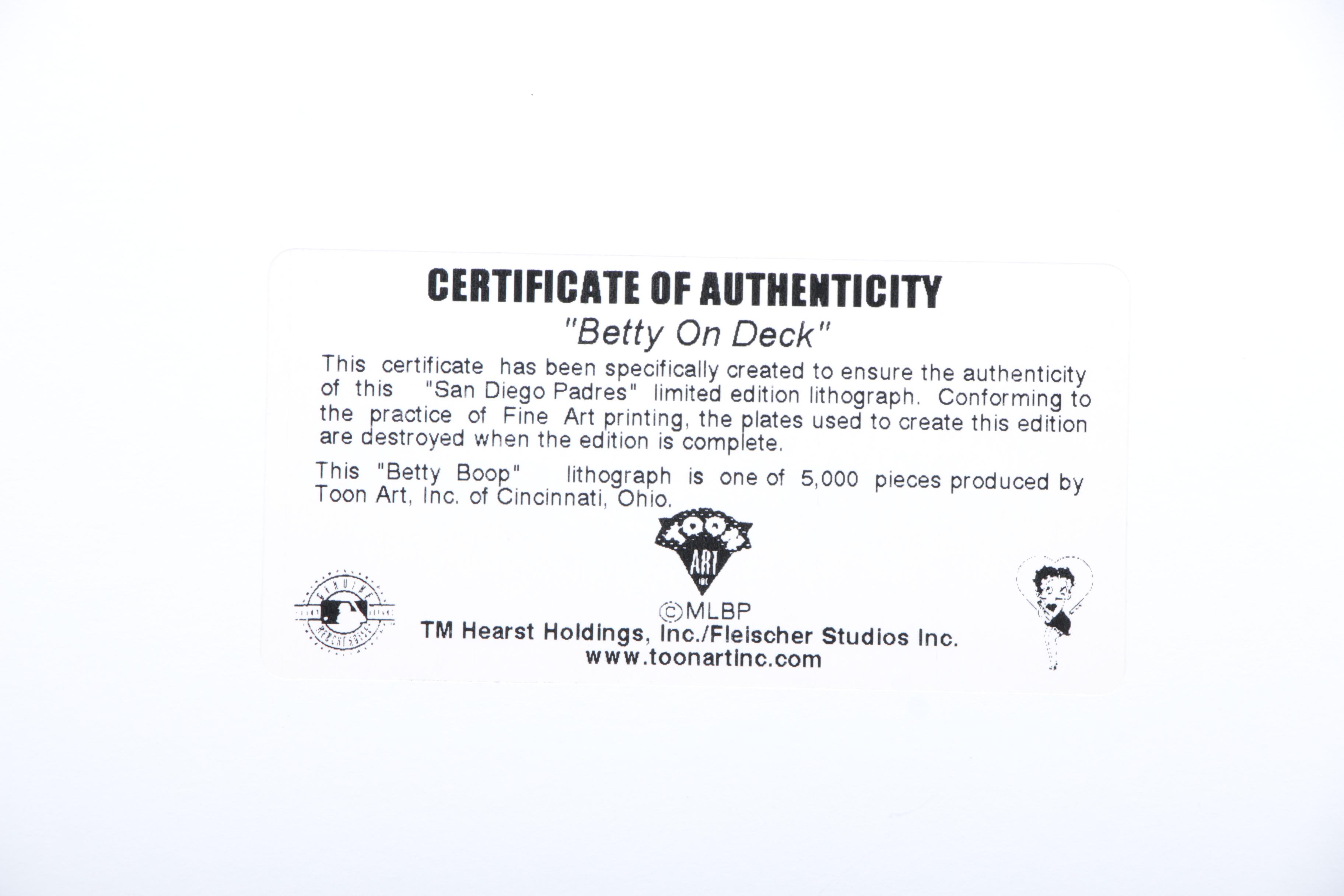 Limited Edition Offset Lithograph "Betty On Deck"