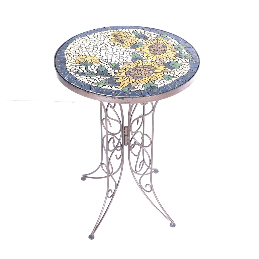 Mosaic Tile Top Side Table