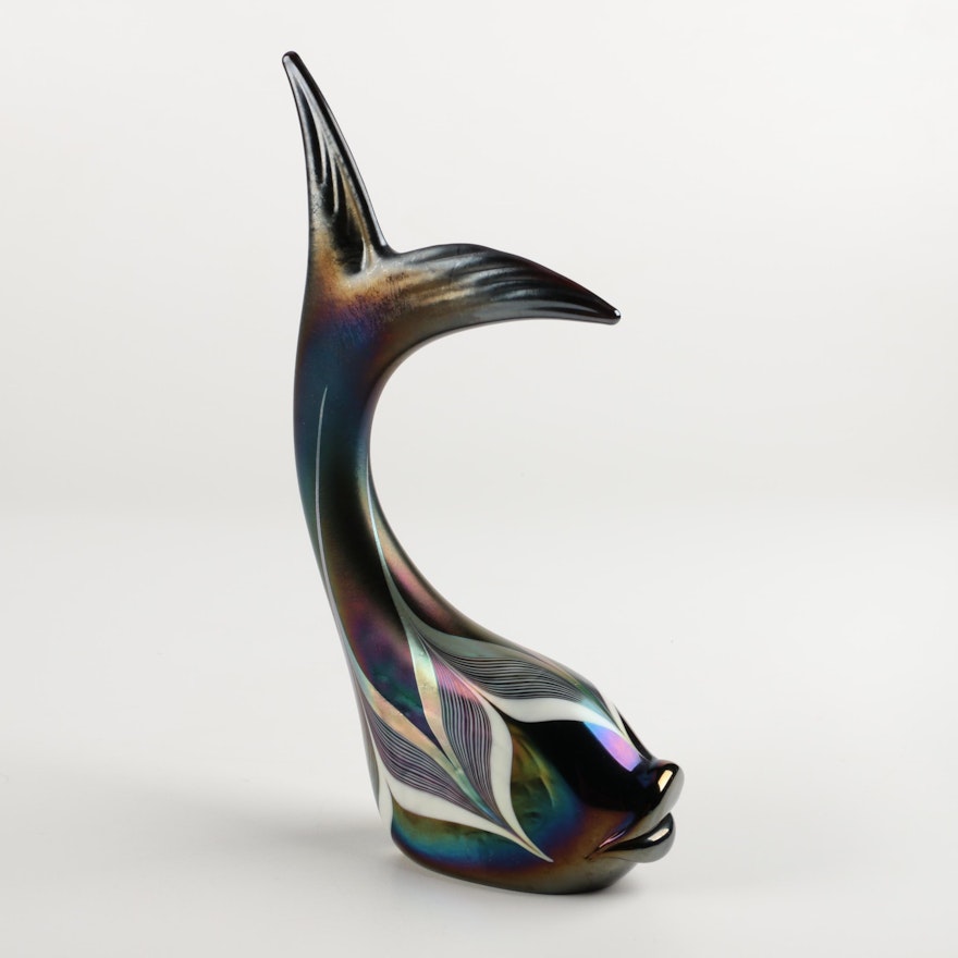 Stuart Abelman Iridescent Art Glass Fish Figure