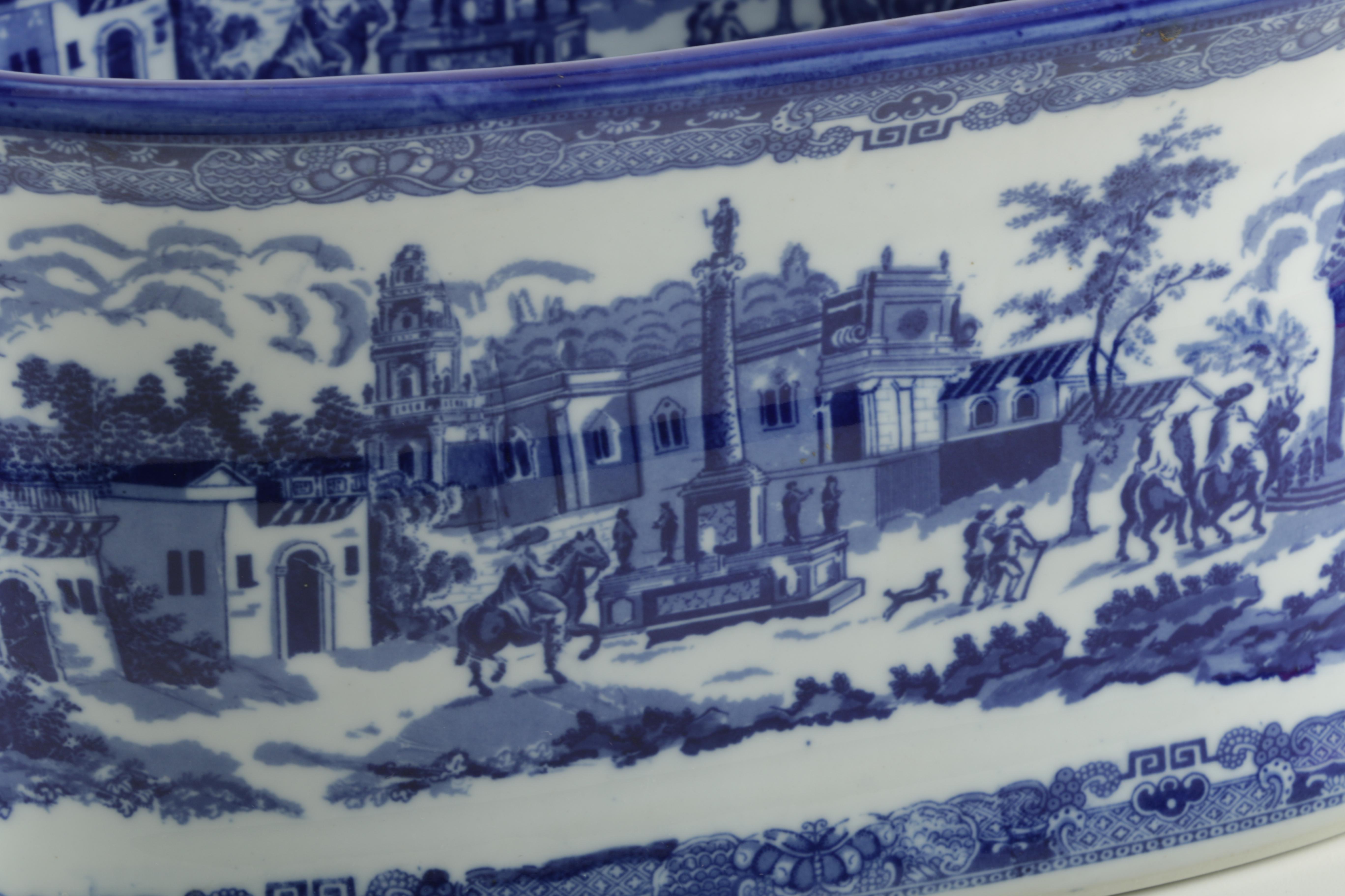 Ironstone Blue and White Transferware Foot Bath