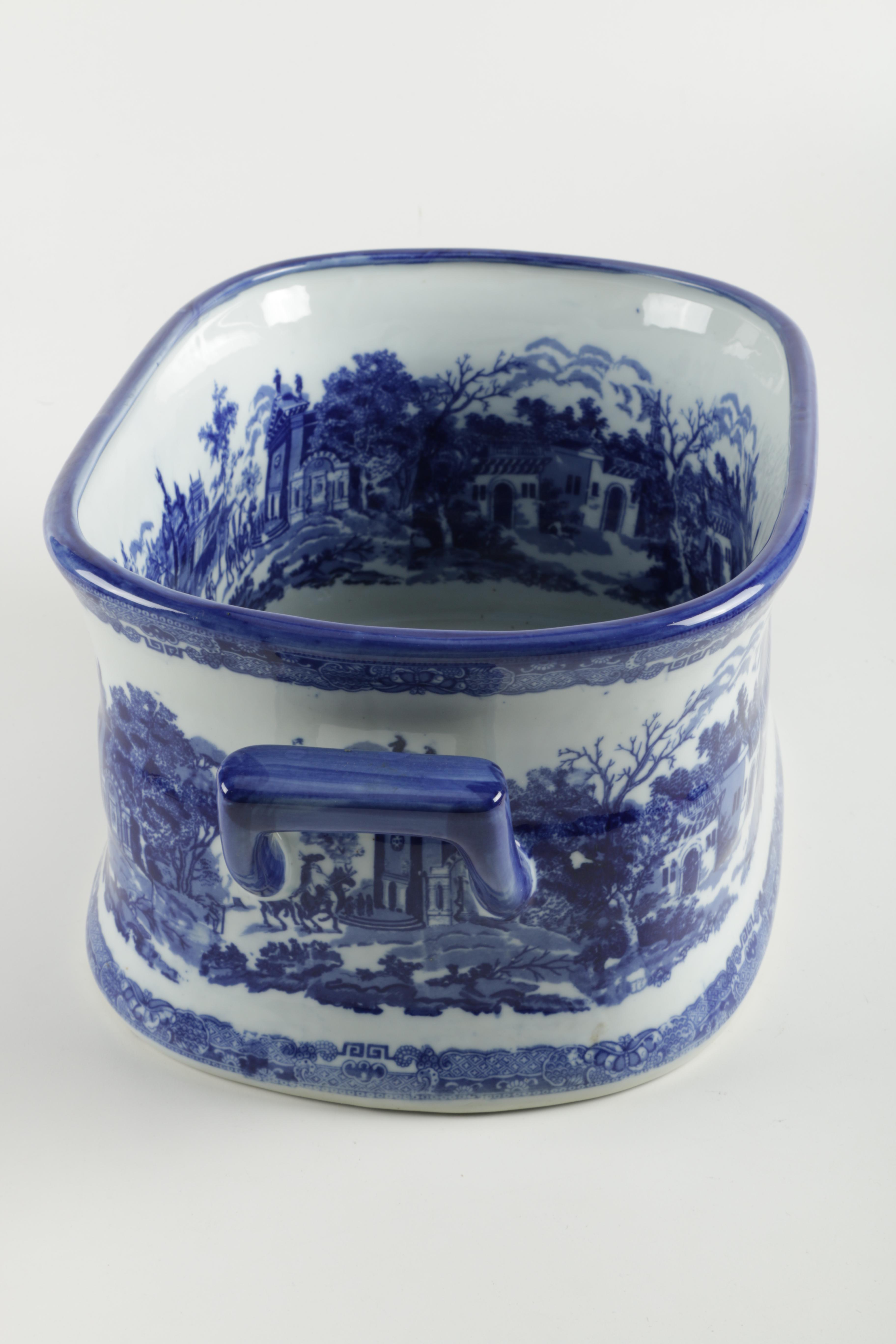 Ironstone Blue and White Transferware Foot Bath