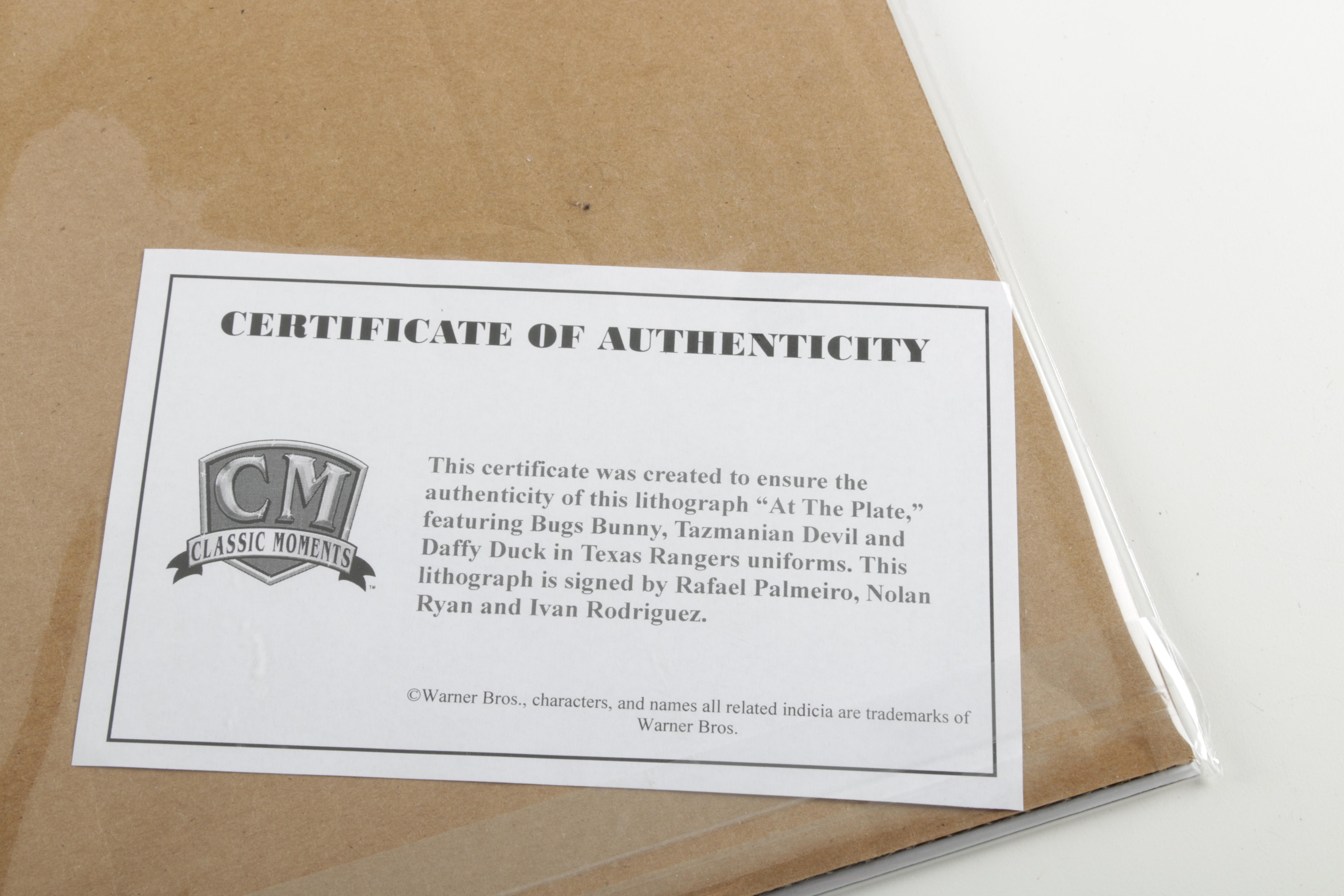 Rafael Palmeiro, Nolan Ryan, and Ivan Rodriguez Autographed Giclee