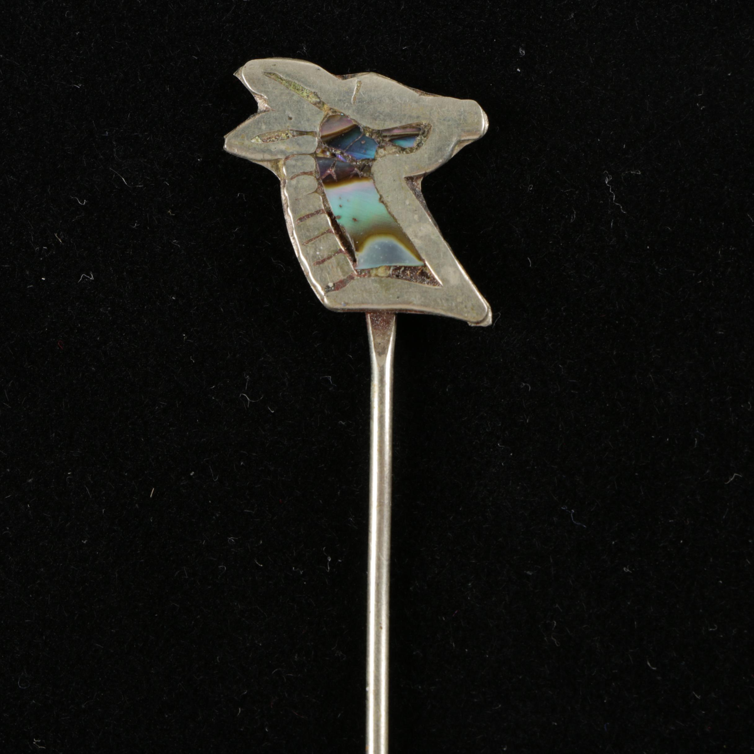 Ten Alpaca Silver Cocktail Forks with Abalone Inlays