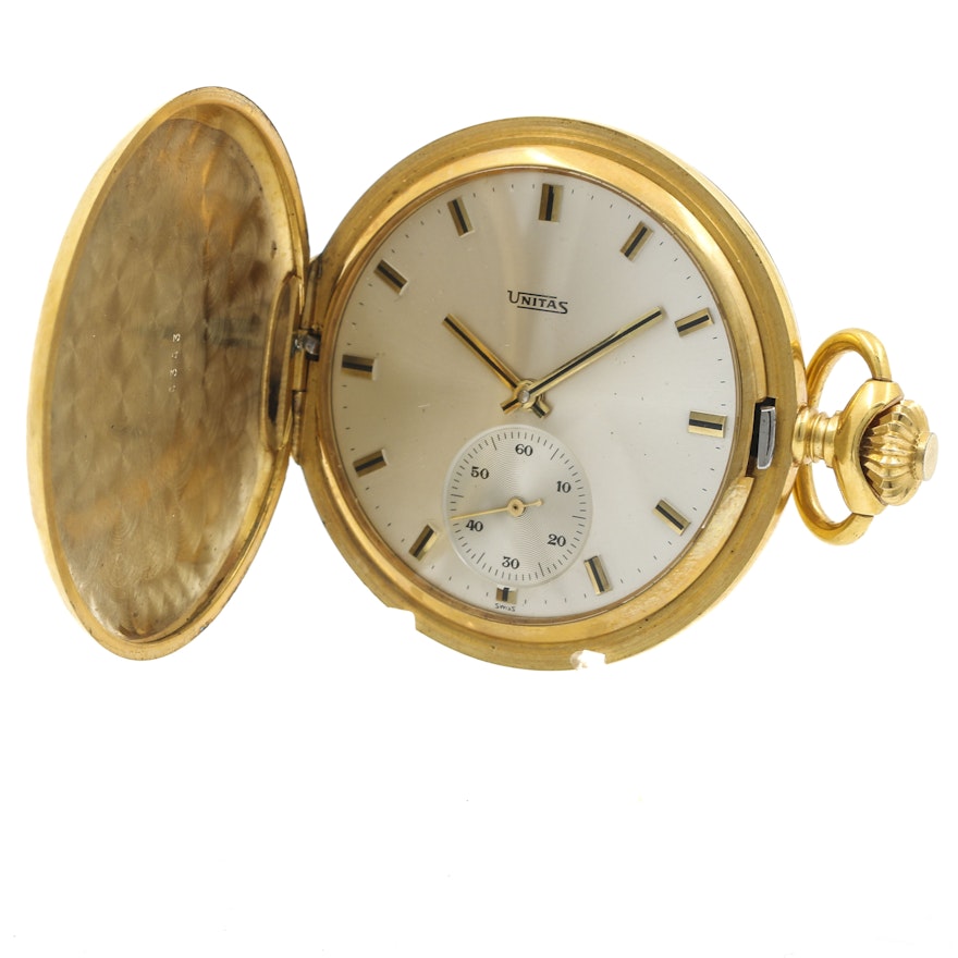 Unitas Gold Plated Pocket Watch