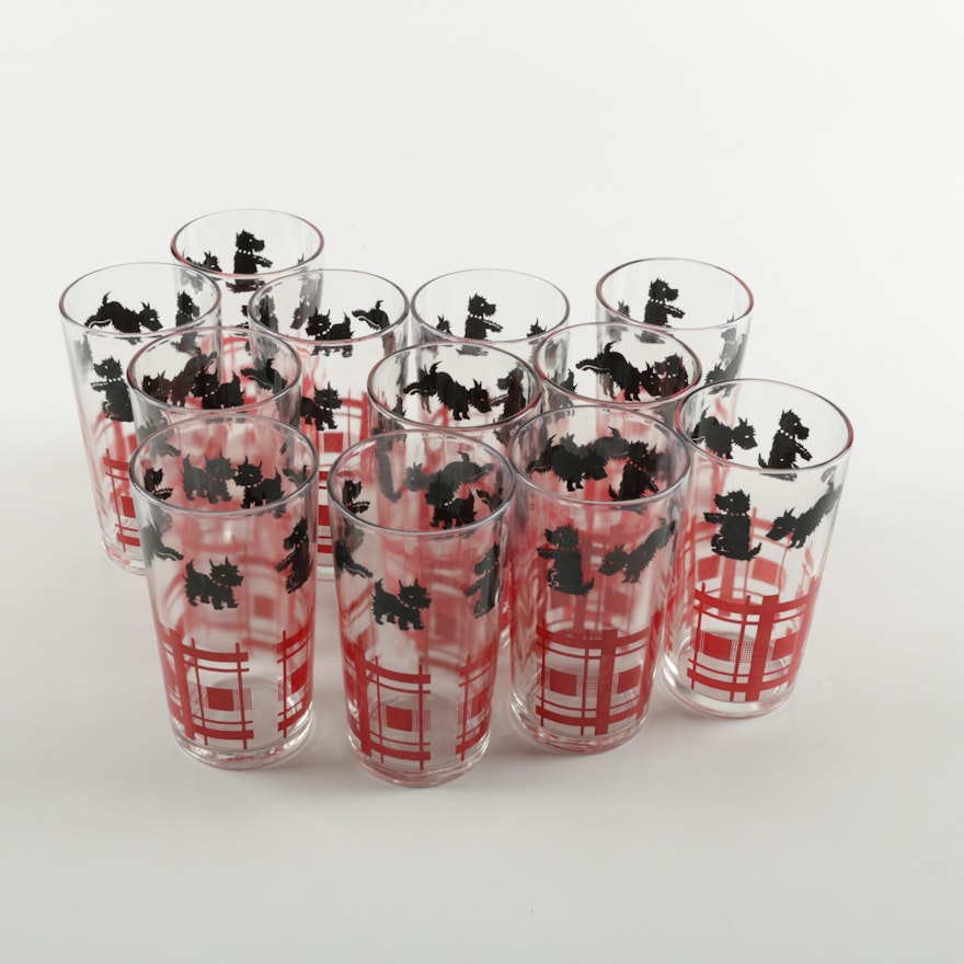 Vintage Federal Glass Scottish Terrier Tumblers