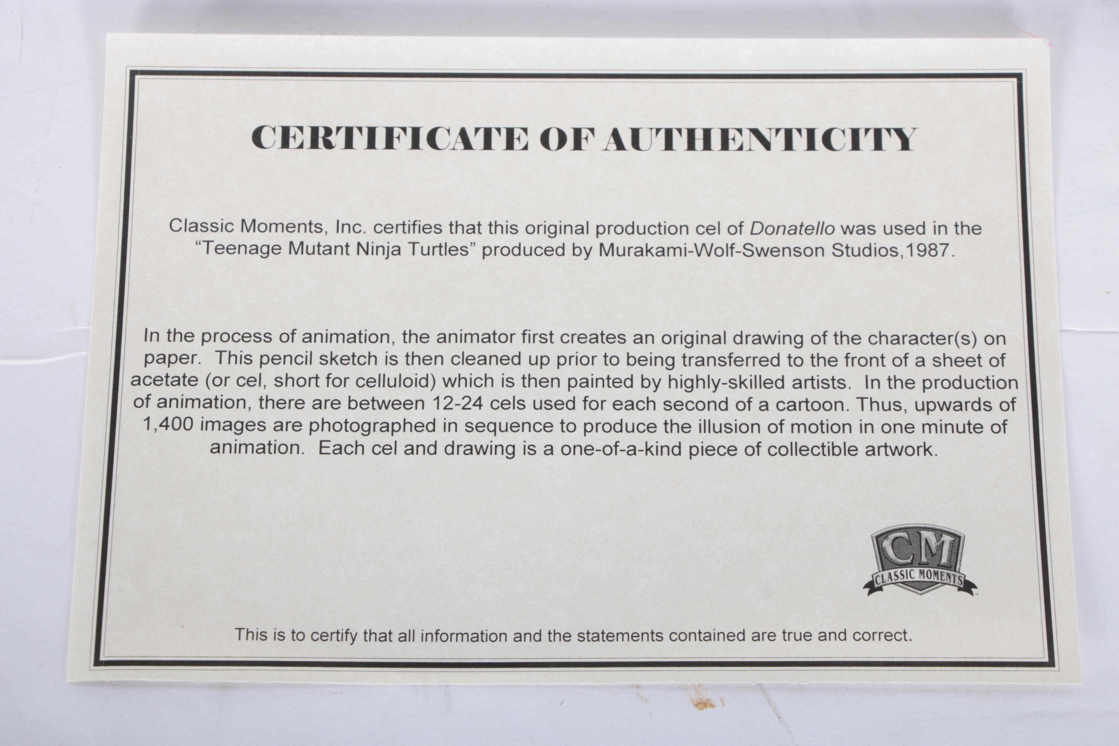 Teenage Mutant Ninja Turtles Animation Cels