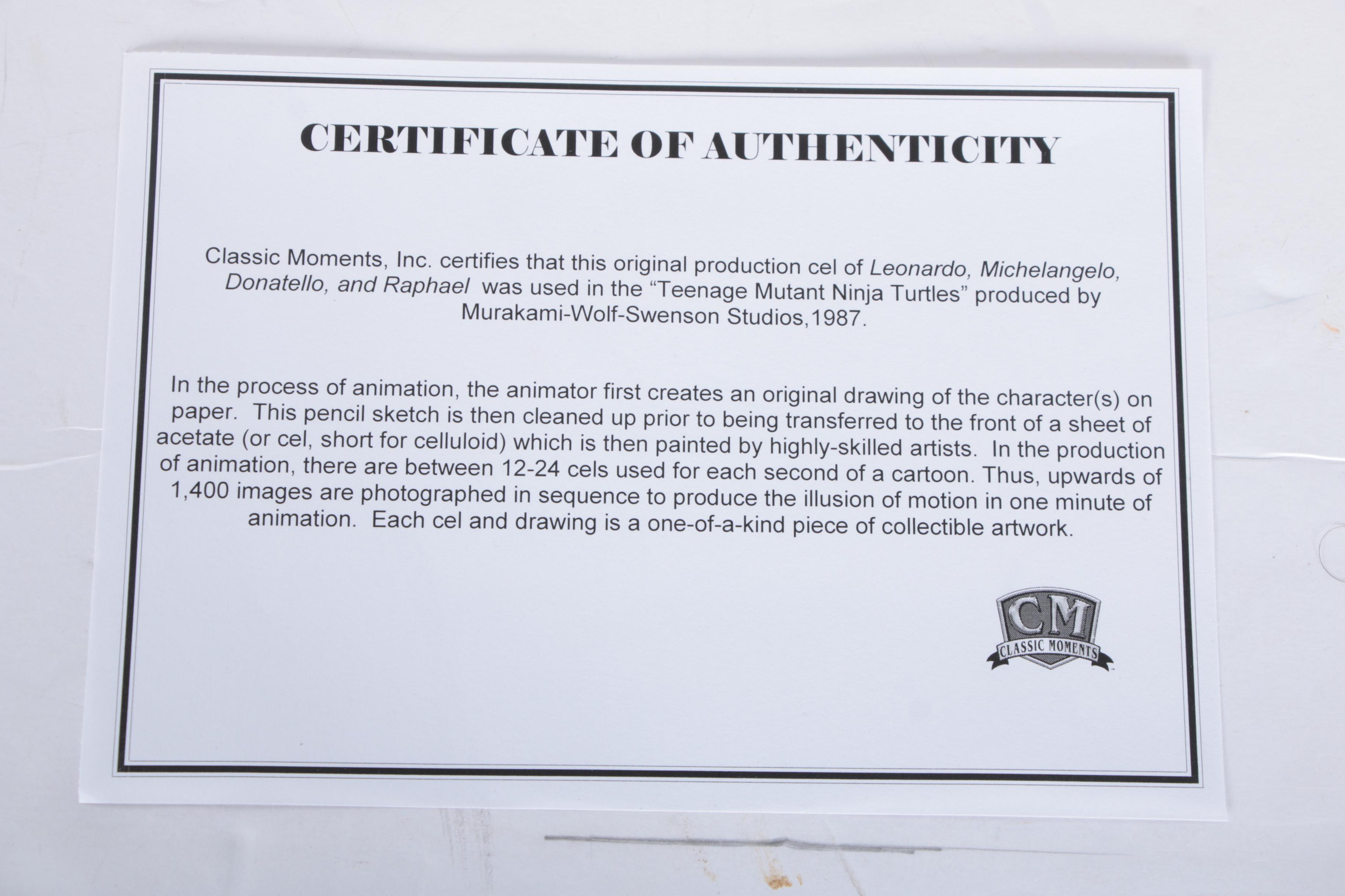 Teenage Mutant Ninja Turtles Animation Cels