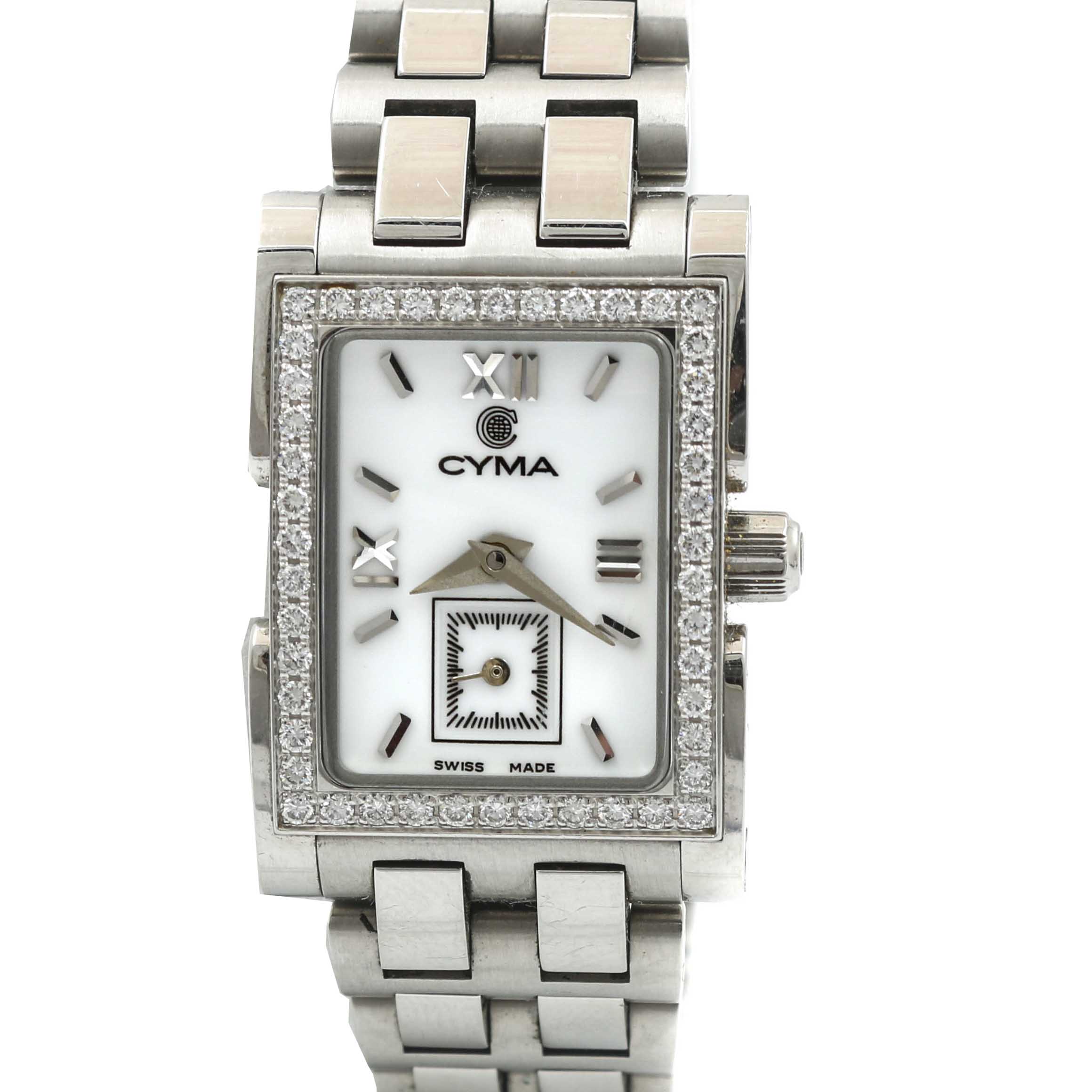 Cyma Diamond and Stainless Steel Link Watch