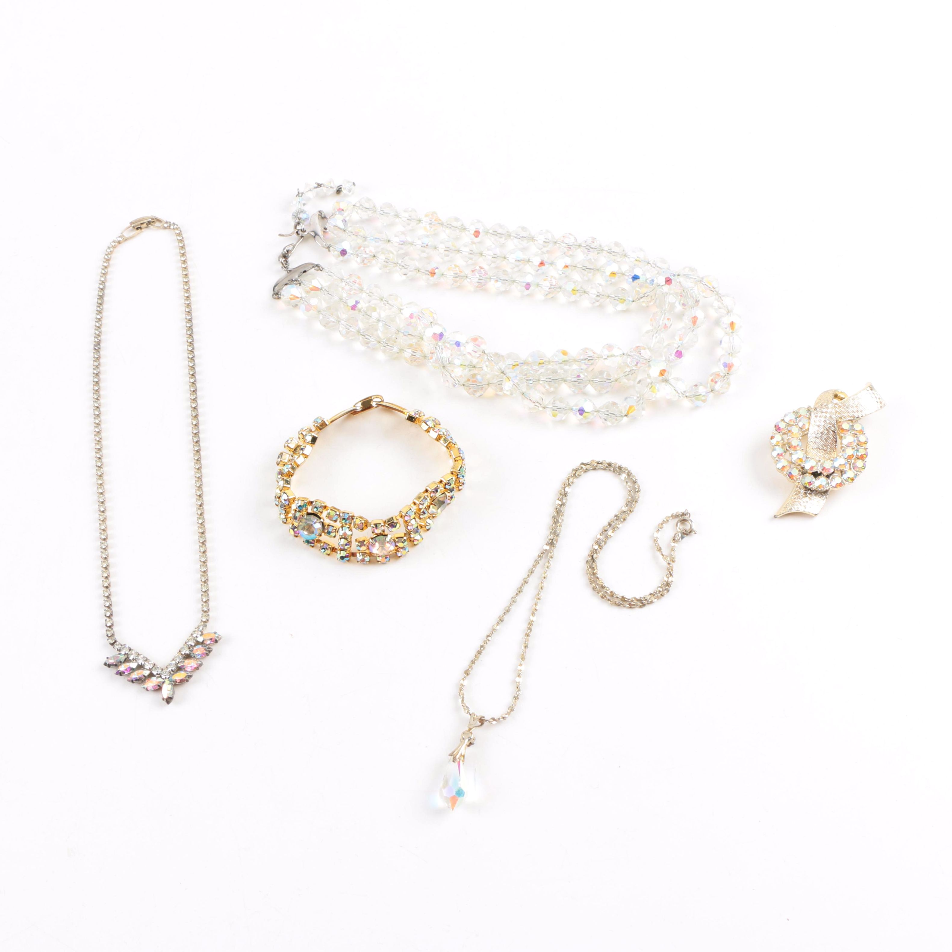 Assorted Aurora Borealis Jewelry Including Coro